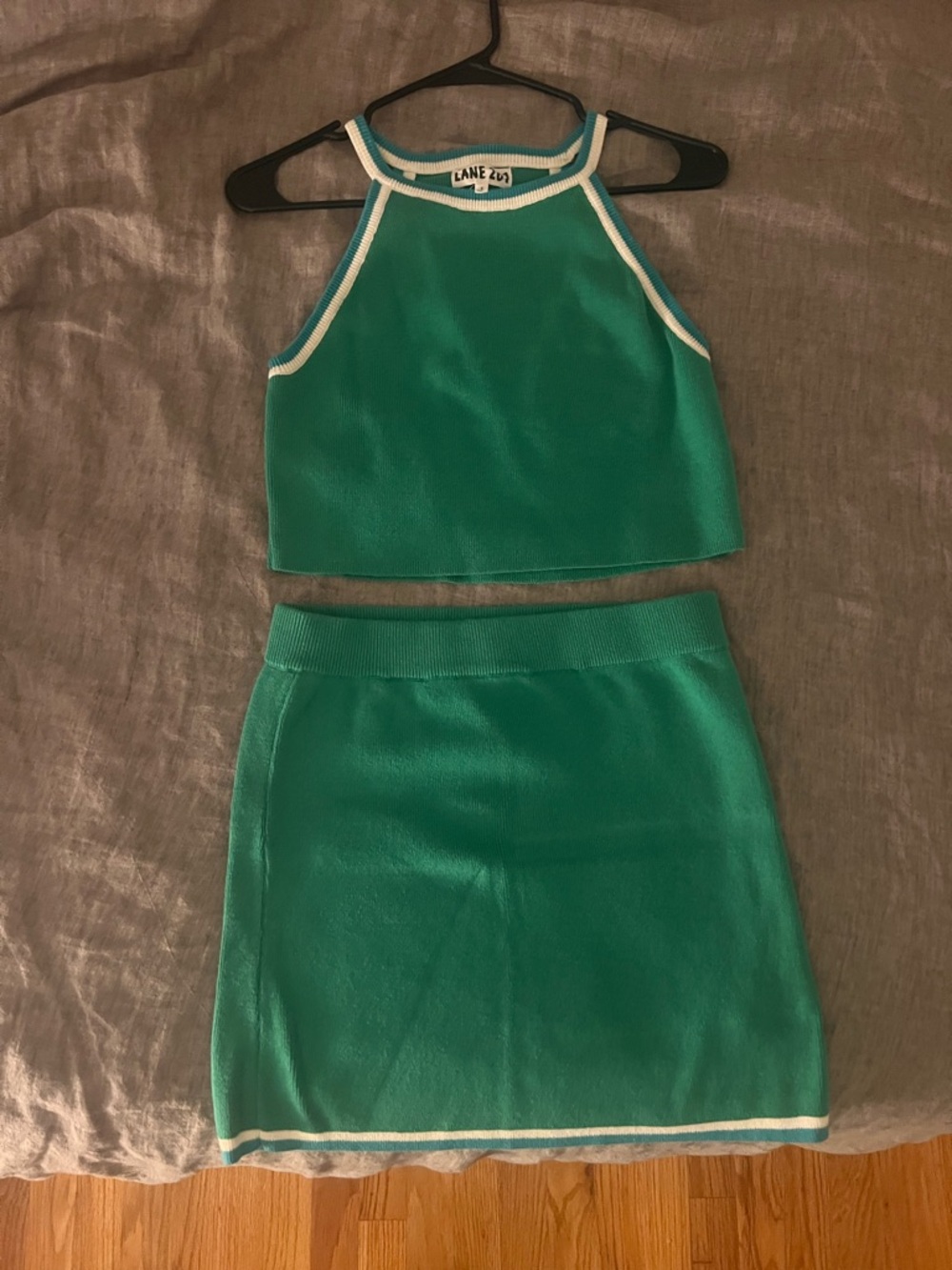 Lane 201 Green Two-Piece Tank and Skirt Set